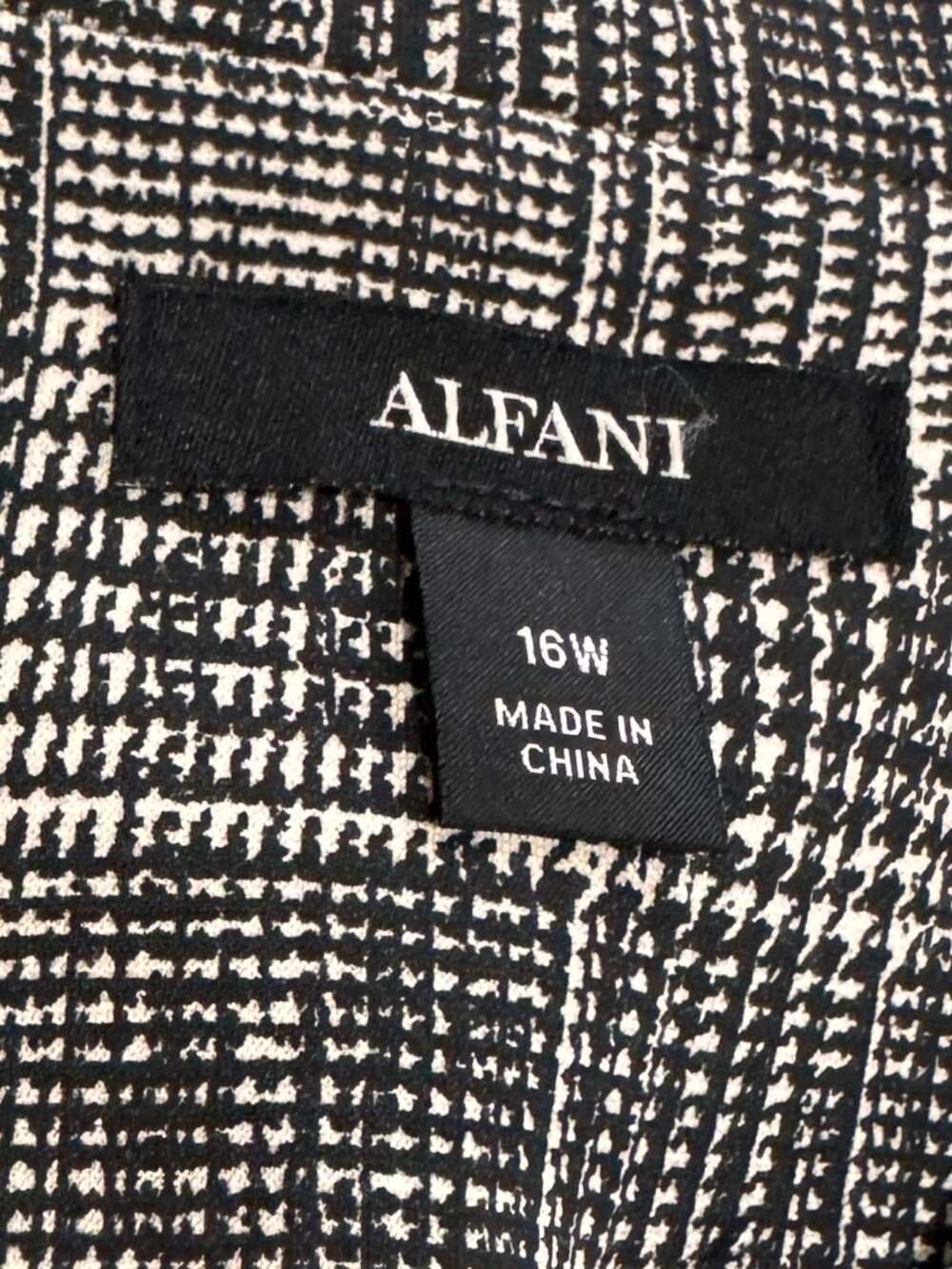 Alfani 16W Black Ivory Glen Plaid Open Front Jacket Plus Size Career - Picture 6 of 13